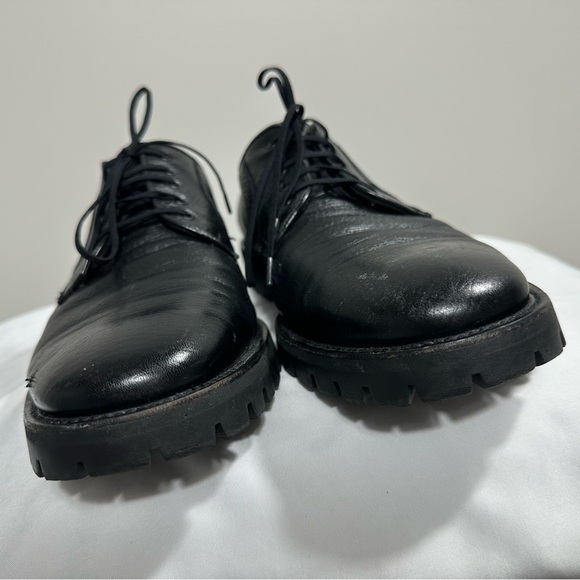 Salvatore Ferragamo Mens Derby Shoes 10,5 D Oxford Black Leather - Picture 7 of 16
